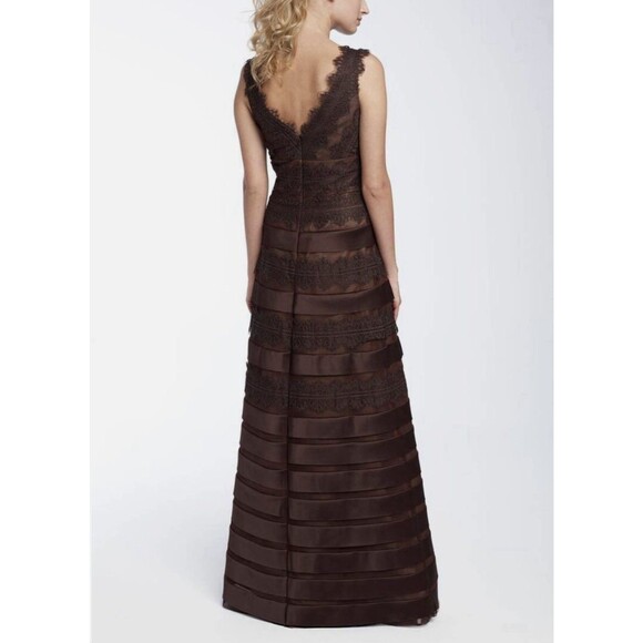 JS Collections Brown Lace Satin Gown Size 4 Sleeveless Formal Evening Dress - Picture 2 of 13